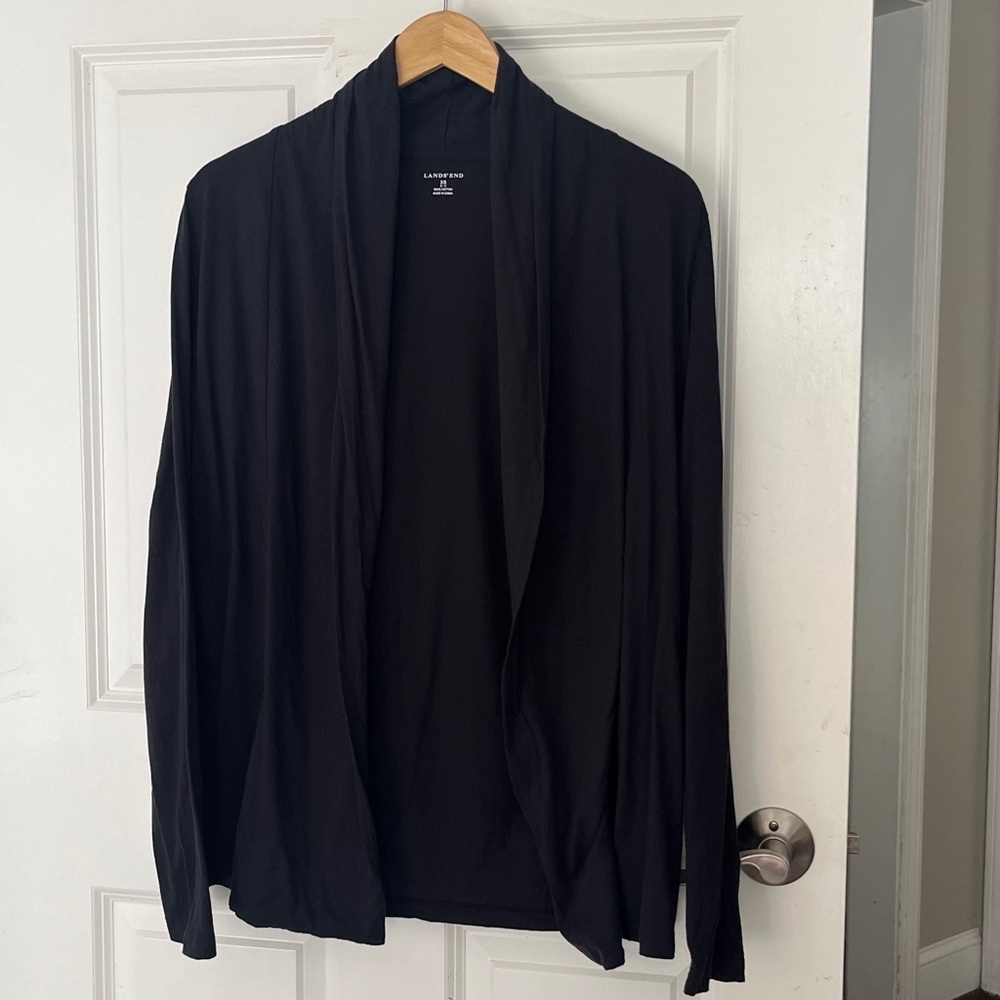Lands' End 100% Cotton Lightweight Navy open oversized  Cardigan sz XS 2-4